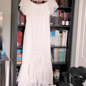 Zara-White lace (with lining) off the shoulder party dress. Size L